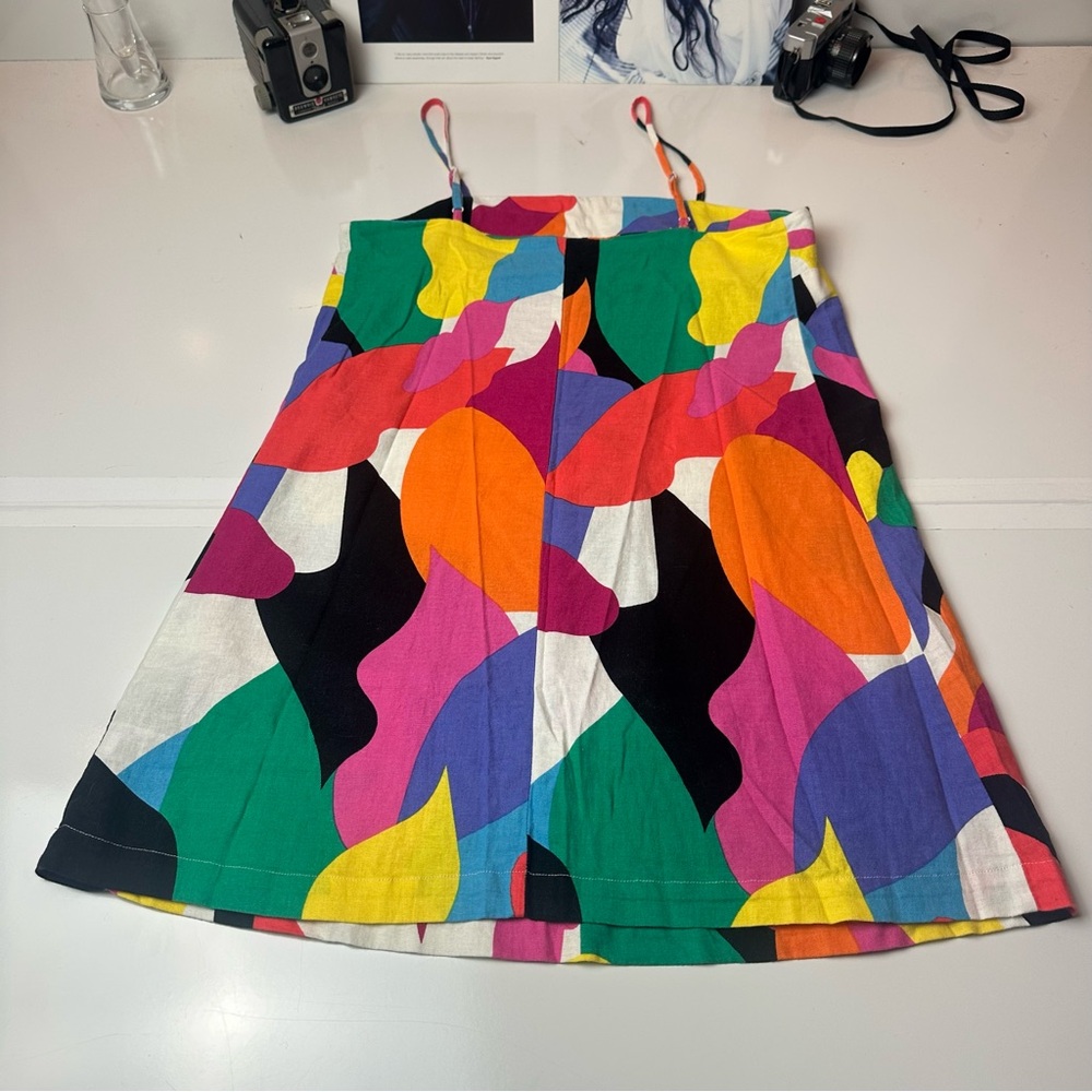 Linen Blend Abstract Art Mini Dress | 55% Linen · Dopamine Summer / Resort Core - Picture 8 of 10